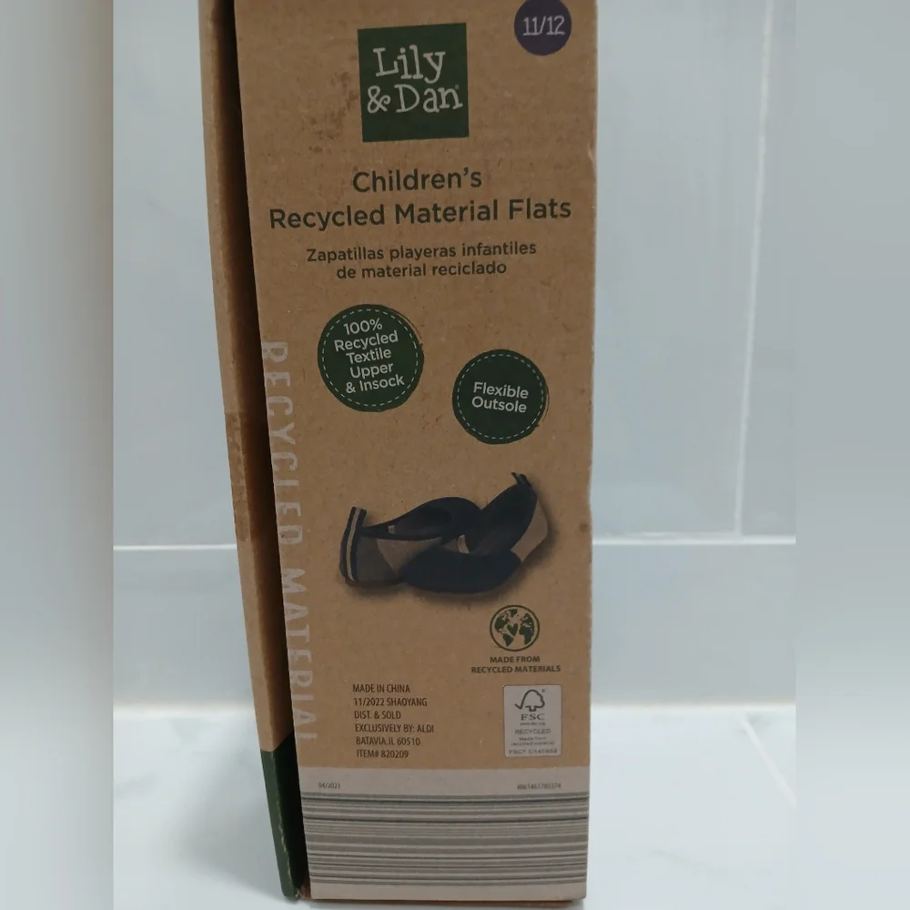 Ballet Flats Lily & Dan Blue Girls Size 11-12 Recycled Material NEW IN BOX
